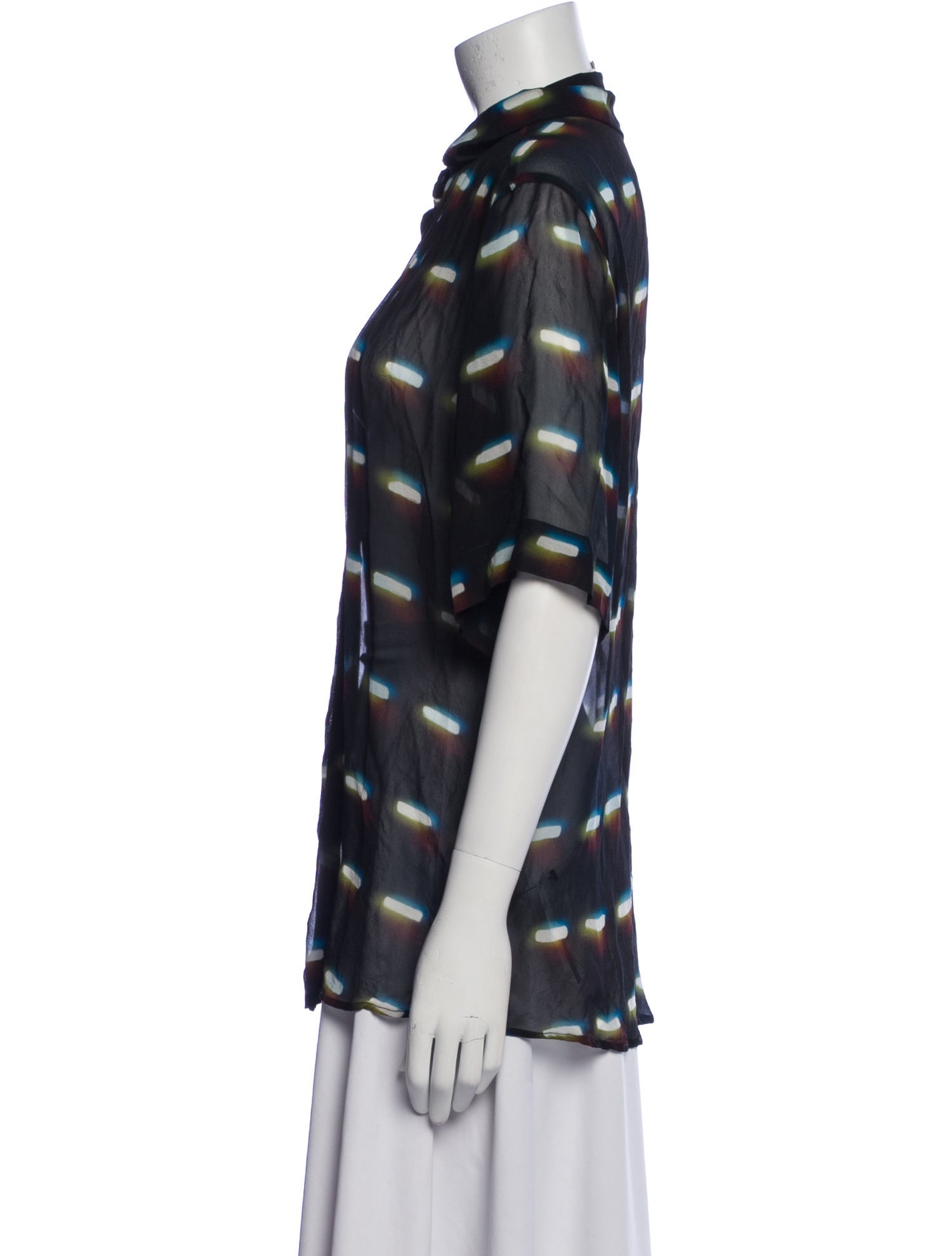 Dries Van Noten x Len Lye Silk Plaid Print Button-Up Top